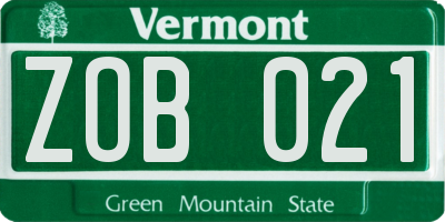 VT license plate ZOB021