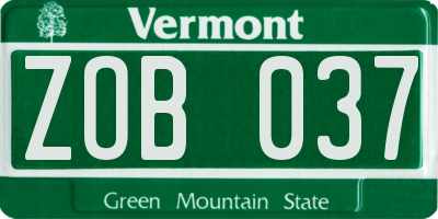 VT license plate ZOB037