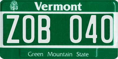 VT license plate ZOB040