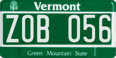 VT license plate ZOB056