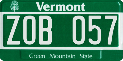 VT license plate ZOB057