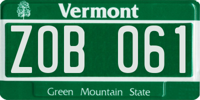 VT license plate ZOB061