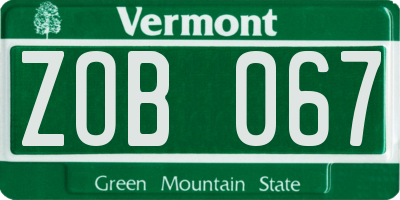 VT license plate ZOB067