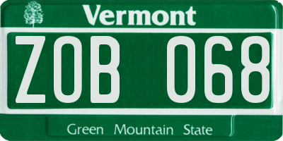 VT license plate ZOB068