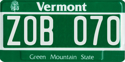 VT license plate ZOB070