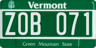 VT license plate ZOB071