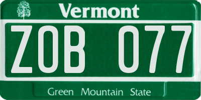 VT license plate ZOB077