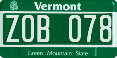 VT license plate ZOB078