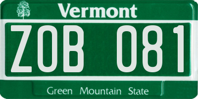 VT license plate ZOB081