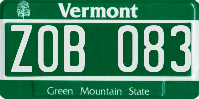 VT license plate ZOB083