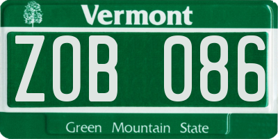 VT license plate ZOB086