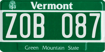 VT license plate ZOB087