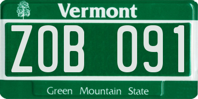 VT license plate ZOB091