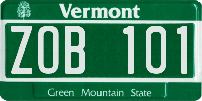 VT license plate ZOB101