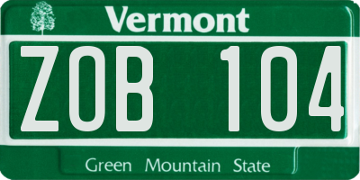 VT license plate ZOB104