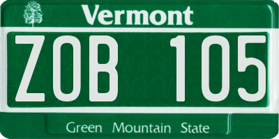 VT license plate ZOB105