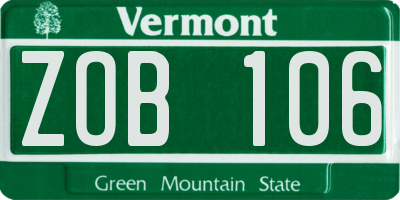 VT license plate ZOB106