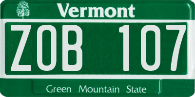 VT license plate ZOB107