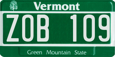 VT license plate ZOB109