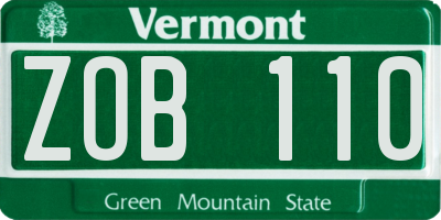 VT license plate ZOB110