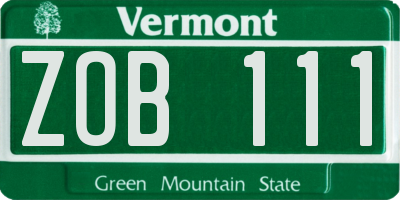 VT license plate ZOB111