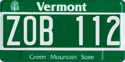 VT license plate ZOB112