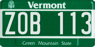 VT license plate ZOB113