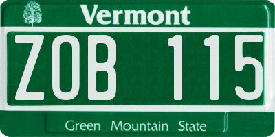 VT license plate ZOB115