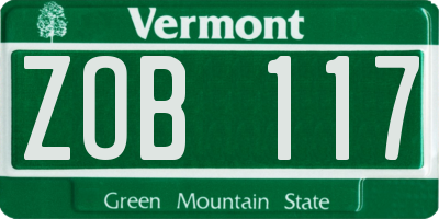 VT license plate ZOB117