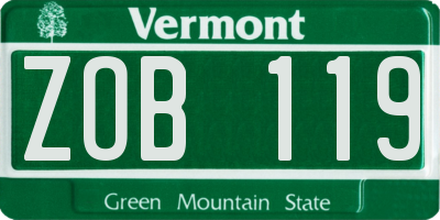 VT license plate ZOB119