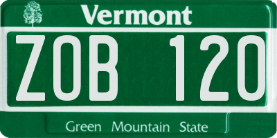 VT license plate ZOB120