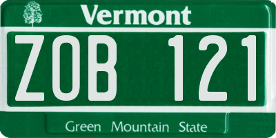 VT license plate ZOB121