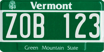 VT license plate ZOB123