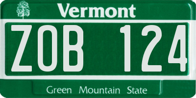 VT license plate ZOB124