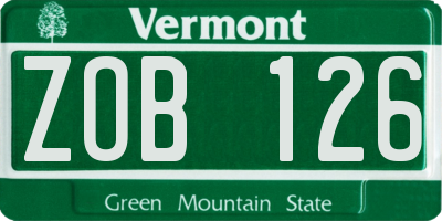 VT license plate ZOB126