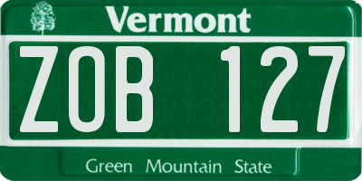 VT license plate ZOB127