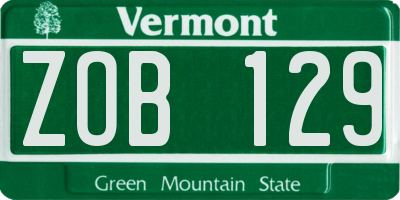 VT license plate ZOB129