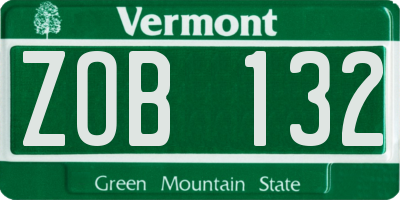 VT license plate ZOB132