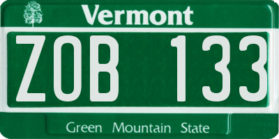 VT license plate ZOB133