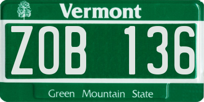 VT license plate ZOB136
