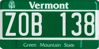 VT license plate ZOB138