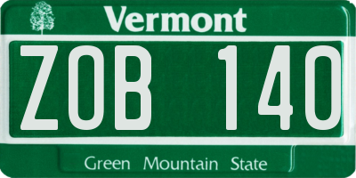 VT license plate ZOB140