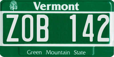 VT license plate ZOB142