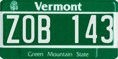 VT license plate ZOB143