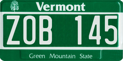 VT license plate ZOB145