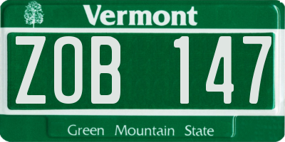 VT license plate ZOB147