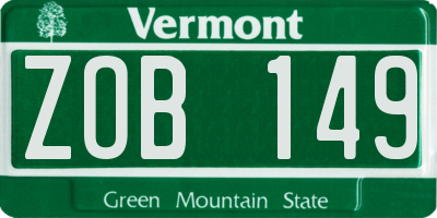 VT license plate ZOB149