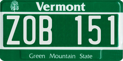 VT license plate ZOB151