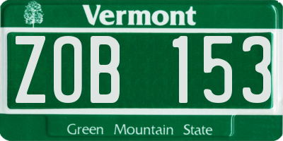VT license plate ZOB153