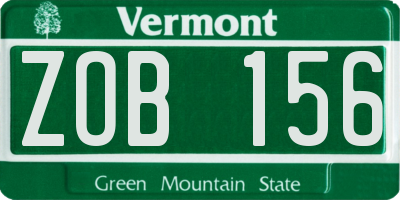 VT license plate ZOB156